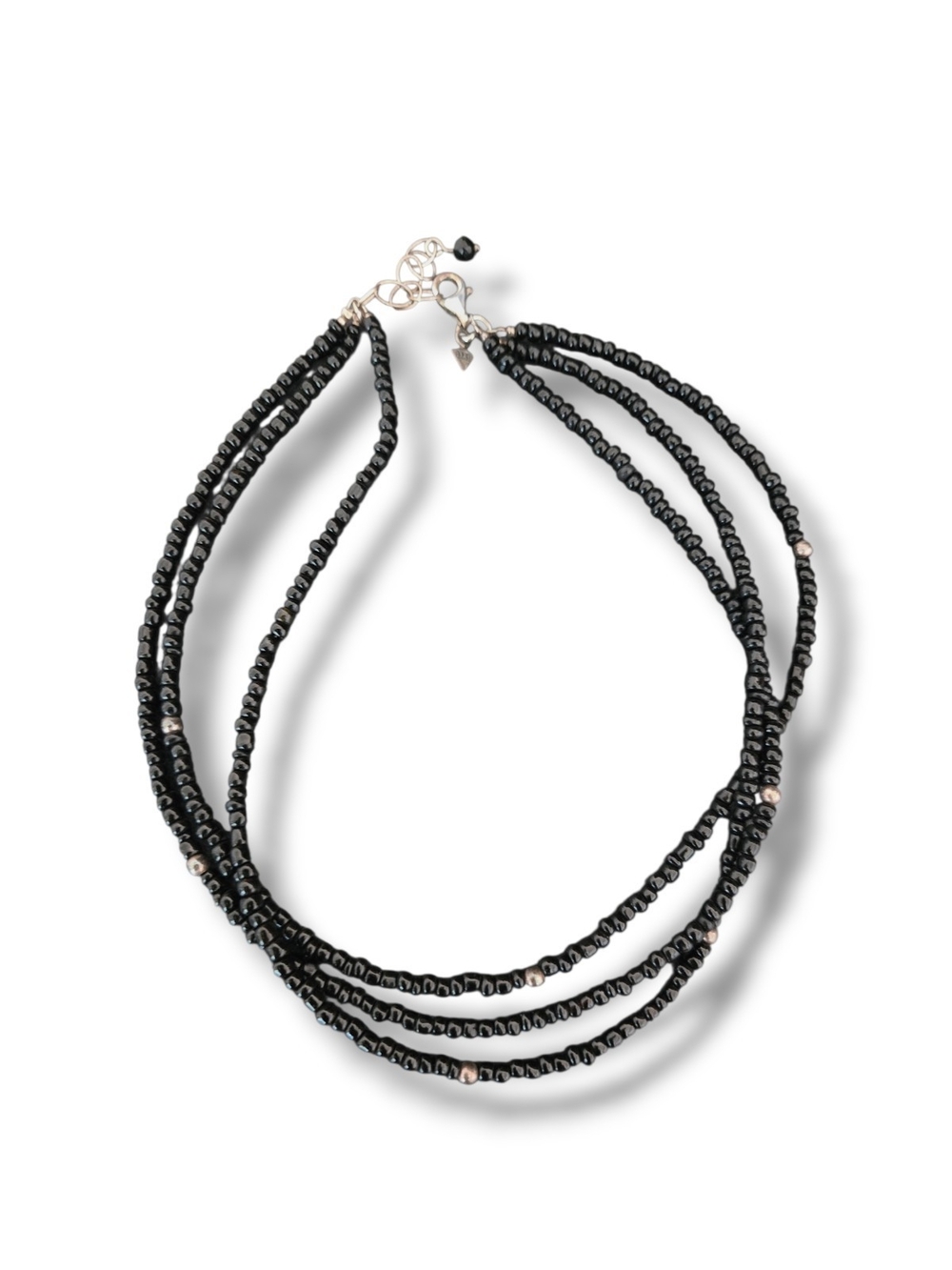 Silpada Black Multi-Strand Beaded Necklace with Silver Accents